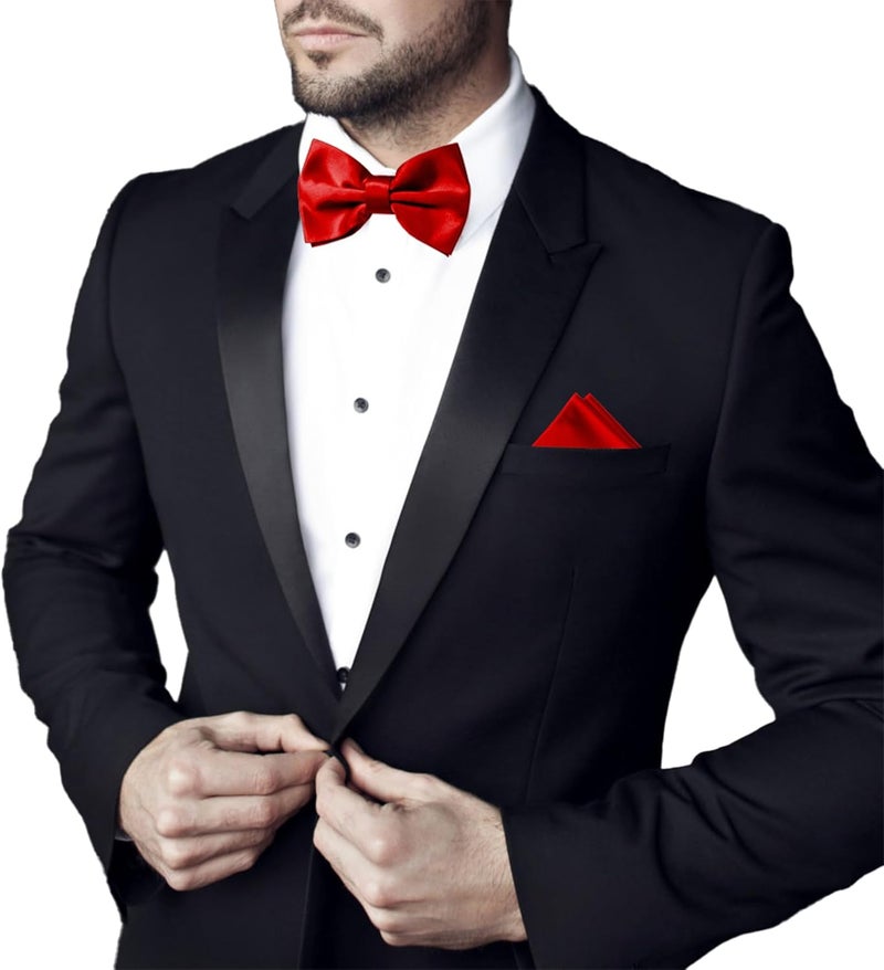 Trilece Bow Ties for Men - Mens Solid Color Formal Pre Tied Bowtie and Pocket Square Sets - Mens Bowties Bow Tie Sets - Image 5